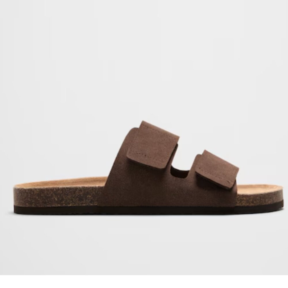Banana Republic Brown Double-Strap Slide Sandals